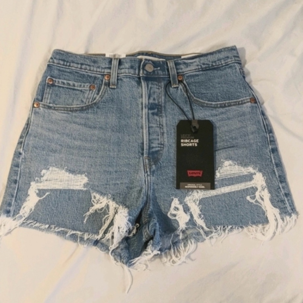 Levi's Ribcage High Rise Jean Shorts Tango Feels